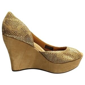 UGG Toura Wedge Heel Sandals Women's US 9 Brown Silver Metallic Peep Toe 1002943